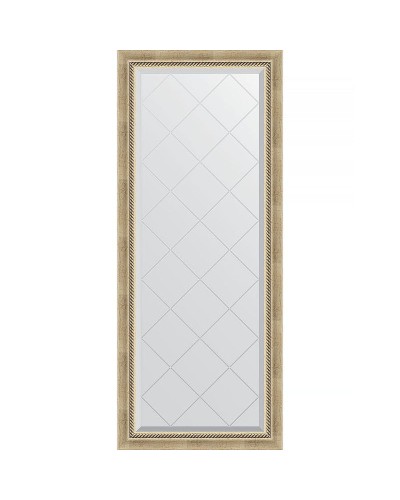 Зеркало Evoform Exclusive-G 153х63 BY 4132 с гравировкой в багетной раме - Состаренное серебро с плетением 70 мм