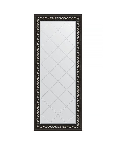 Зеркало Evoform Exclusive-G 154х65 BY 4139 с гравировкой в багетной раме - Черный ардеко 81 мм