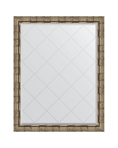 Зеркало Evoform Exclusive-G 118х93 BY 4351 с гравировкой в багетной раме - Серебряный бамбук 73 мм