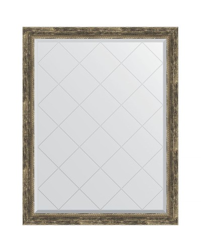 Зеркало Evoform Exclusive-G 118х93 BY 4350 с гравировкой в багетной раме - Старое дерево с плетением 70 мм