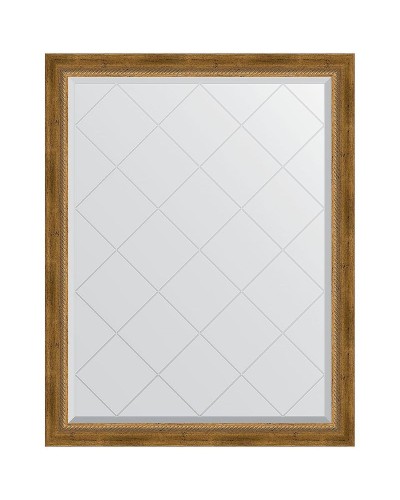 Зеркало Evoform Exclusive-G 118х93 BY 4348 с гравировкой в багетной раме - Состаренная бронза с плетением 70 мм