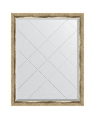 Зеркало Evoform Exclusive-G 118х93 BY 4347 с гравировкой в багетной раме - Состаренное серебро с плетением 70 мм