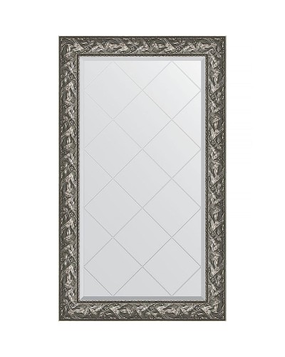 Зеркало Evoform Exclusive-G 133х79 BY 4243 с гравировкой в багетной раме - Византия серебро 99 мм