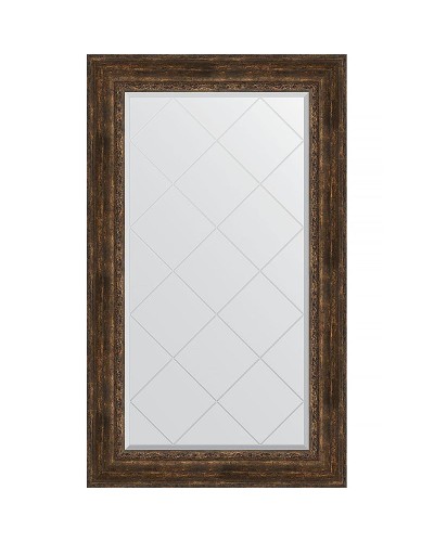 Зеркало Evoform Exclusive-G 137х82 BY 4258 с гравировкой в багетной раме - Состаренное дерево с орнаментом 120 мм