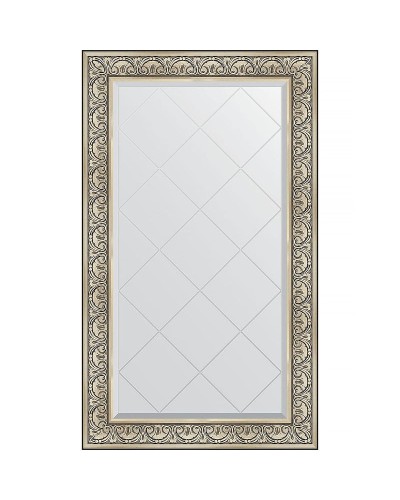 Зеркало Evoform Exclusive-G 135х80 BY 4252 с гравировкой в багетной раме - Барокко серебро 106 мм
