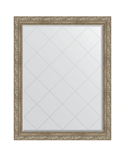 Зеркало Evoform Exclusive-G 120х95 BY 4358 с гравировкой в багетной раме - Виньетка античное серебро 85 мм