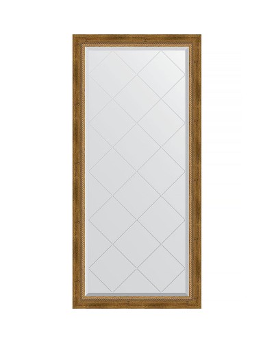 Зеркало Evoform Exclusive-G 135х73 BY 4262 с гравировкой в багетной раме - Состаренная бронза с плетением 70 мм