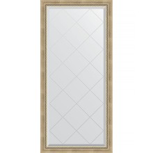 Зеркало Evoform Exclusive-G 135х73 BY 4261 с гравировкой в багетной раме - Состаренное серебро с плетением 70 мм