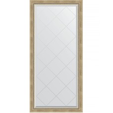 Зеркало Evoform Exclusive-G 135х73 BY 4261 с гравировкой в багетной раме - Состаренное серебро с плетением 70 мм