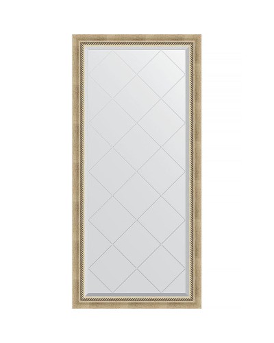 Зеркало Evoform Exclusive-G 135х73 BY 4261 с гравировкой в багетной раме - Состаренное серебро с плетением 70 мм