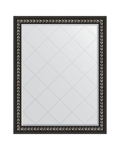 Зеркало Evoform Exclusive-G 120х95 BY 4354 с гравировкой в багетной раме - Черный ардеко 81 мм