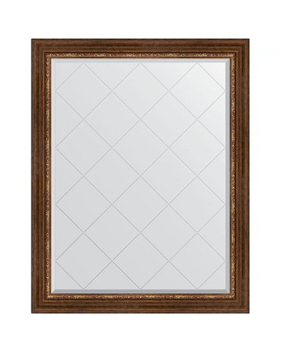 Зеркало Evoform Exclusive-G 121х96 BY 4363 с гравировкой в багетной раме - Римская бронза 88 мм
