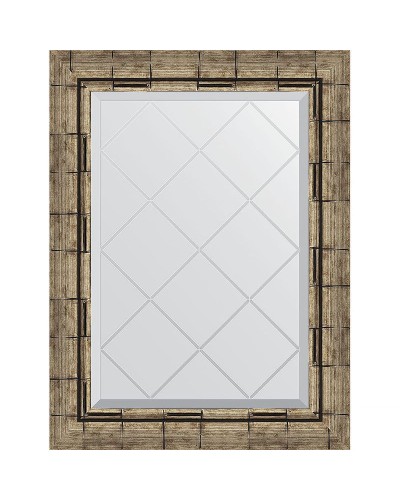 Зеркало Evoform Exclusive-G 71х53 BY 4007 с гравировкой в багетной раме - Серебряный бамбук 73 мм