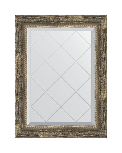 Зеркало Evoform Exclusive-G 71х53 BY 4006 с гравировкой в багетной раме - Старое дерево с плетением 70 мм