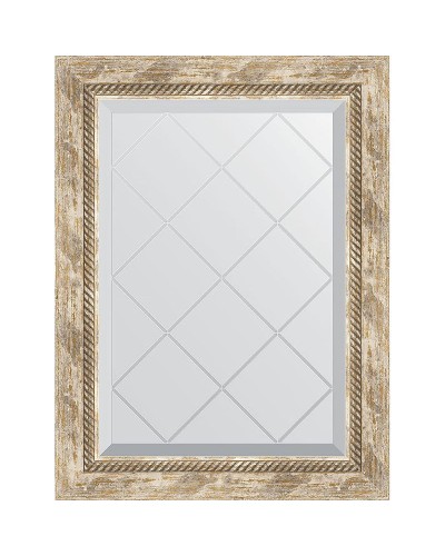 Зеркало Evoform Exclusive-G 71х53 BY 4005 с гравировкой в багетной раме - Прованс с плетением 70 мм
