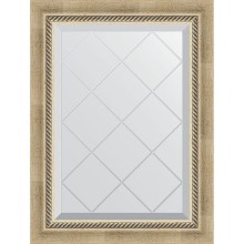 Зеркало Evoform Exclusive-G 71х53 BY 4003 с гравировкой в багетной раме - Состаренное серебро с плетением 70 мм