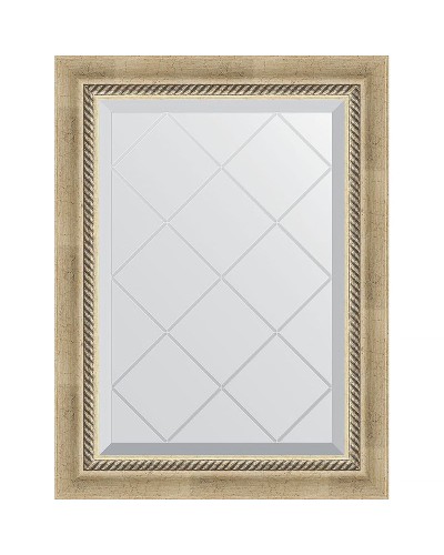 Зеркало Evoform Exclusive-G 71х53 BY 4003 с гравировкой в багетной раме - Состаренное серебро с плетением 70 мм