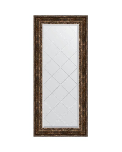 Зеркало Evoform Exclusive-G 162х72 BY 4172 с гравировкой в багетной раме - Состаренное дерево с орнаментом 120 мм