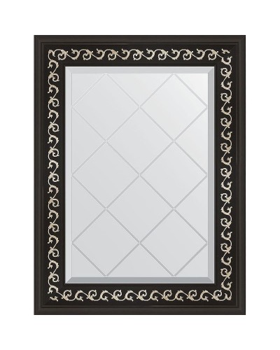 Зеркало Evoform Exclusive-G 72х55 BY 4010 с гравировкой в багетной раме - Черный ардеко 81 мм