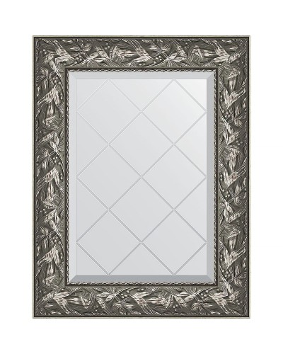 Зеркало Evoform Exclusive-G 76х59 BY 4028 с гравировкой в багетной раме - Византия серебро 99 мм
