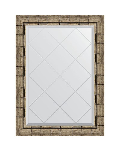 Зеркало Evoform Exclusive-G 86х63 BY 4093 с гравировкой в багетной раме - Серебряный бамбук 73 мм