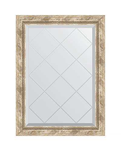 Зеркало Evoform Exclusive-G 86х63 BY 4091 с гравировкой в багетной раме - Прованс с плетением 70 мм