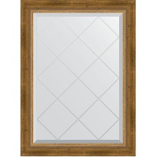 Зеркало Evoform Exclusive-G 86х63 BY 4090 с гравировкой в багетной раме - Состаренная бронза с плетением 70 мм