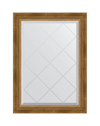 Зеркало Evoform Exclusive-G 86х63 BY 4090 с гравировкой в багетной раме - Состаренная бронза с плетением 70 мм