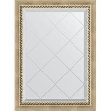 Зеркало Evoform Exclusive-G 86х63 BY 4089 с гравировкой в багетной раме - Состаренное серебро с плетением 70 мм