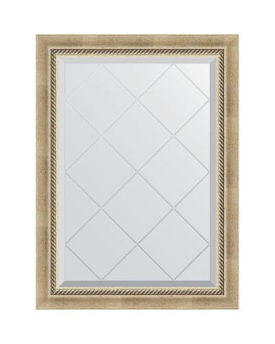 Зеркало Evoform Exclusive-G 86х63 BY 4089 с гравировкой в багетной раме - Состаренное серебро с плетением 70 мм