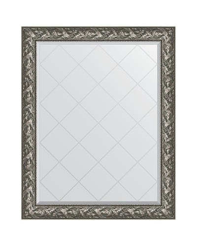 Зеркало Evoform Exclusive-G 124х99 BY 4372 с гравировкой в багетной раме - Византия серебро 99 мм