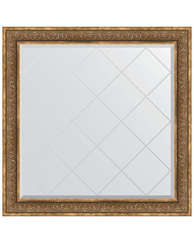 Зеркало Evoform Exclusive-G 109х109 BY 4464 с гравировкой в багетной раме - Вензель бронзовый 101 мм