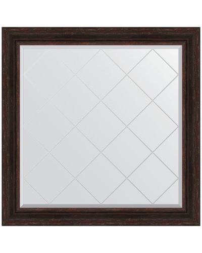 Зеркало Evoform Exclusive-G 109х109 BY 4463 с гравировкой в багетной раме - Темный прованс 99 мм