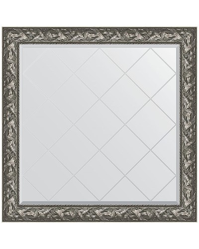 Зеркало Evoform Exclusive-G 109х109 BY 4458 с гравировкой в багетной раме - Византия серебро 99 мм