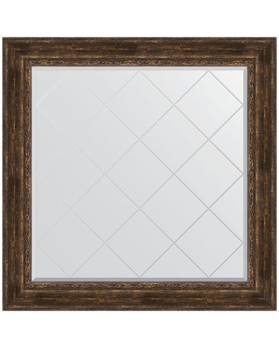 Зеркало Evoform Exclusive-G 112х112 BY 4473 с гравировкой в багетной раме - Состаренное дерево с орнаментом 120 мм