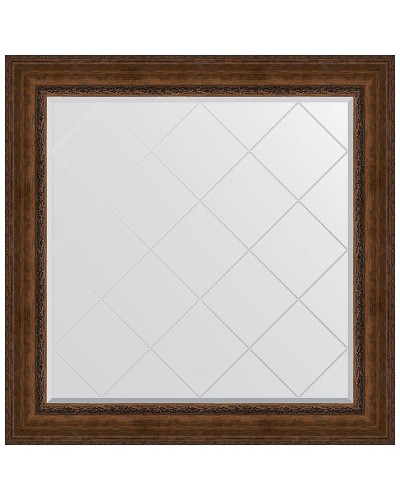 Зеркало Evoform Exclusive-G 112х112 BY 4472 с гравировкой в багетной раме - Состаренная бронза с орнаментом 120 мм