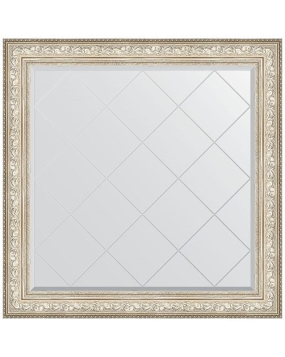 Зеркало Evoform Exclusive-G 110х110 BY 4469 с гравировкой в багетной раме - Виньетка серебро 109 мм