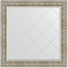 Зеркало Evoform Exclusive-G 110х110 BY 4467 с гравировкой в багетной раме - Барокко серебро 106 мм