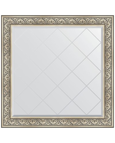 Зеркало Evoform Exclusive-G 110х110 BY 4467 с гравировкой в багетной раме - Барокко серебро 106 мм