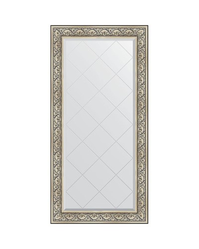 Зеркало Evoform Exclusive-G 162х80 BY 4295 с гравировкой в багетной раме - Барокко серебро 106 мм