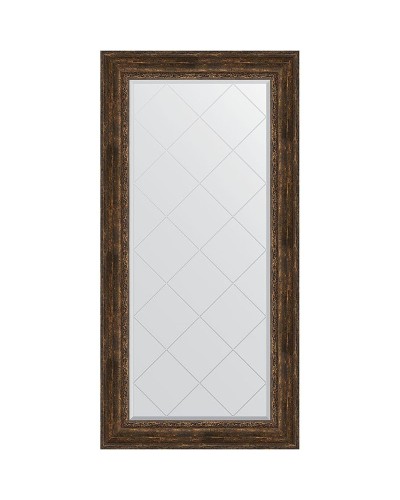 Зеркало Evoform Exclusive-G 164х82 BY 4301 с гравировкой в багетной раме - Состаренное дерево с орнаментом 120 мм