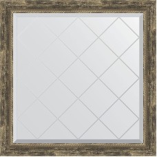Зеркало Evoform Exclusive-G 83х83 BY 4307 с гравировкой в багетной раме - Старое дерево с плетением 70 мм