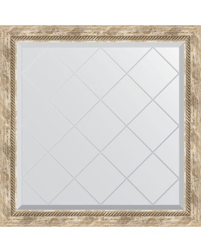 Зеркало Evoform Exclusive-G 83х83 BY 4306 с гравировкой в багетной раме - Прованс с плетением 70 мм