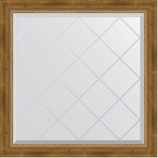 Зеркало Evoform Exclusive-G 83х83 BY 4305 с гравировкой в багетной раме - Состаренная бронза с плетением 70 мм