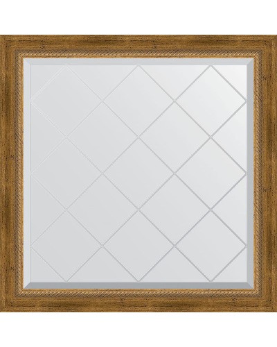 Зеркало Evoform Exclusive-G 83х83 BY 4305 с гравировкой в багетной раме - Состаренная бронза с плетением 70 мм