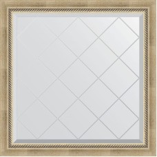 Зеркало Evoform Exclusive-G 83х83 BY 4304 с гравировкой в багетной раме - Состаренное серебро с плетением 70 мм