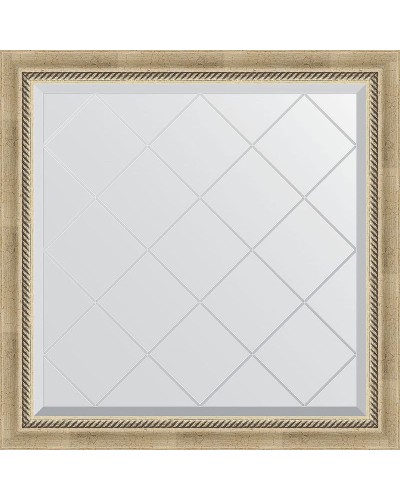 Зеркало Evoform Exclusive-G 83х83 BY 4304 с гравировкой в багетной раме - Состаренное серебро с плетением 70 мм