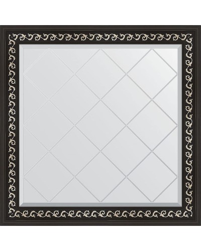 Зеркало Evoform Exclusive-G 85х85 BY 4311 с гравировкой в багетной раме - Черный ардеко 81 мм