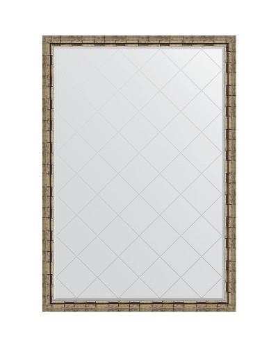 Зеркало Evoform Exclusive-G 183х128 BY 4480 с гравировкой в багетной раме - Серебряный бамбук 73 мм