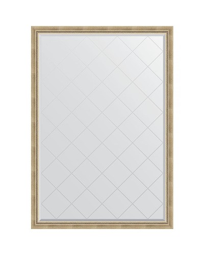 Зеркало Evoform Exclusive-G 183х128 BY 4476 с гравировкой в багетной раме - Состаренное серебро с плетением 70 мм